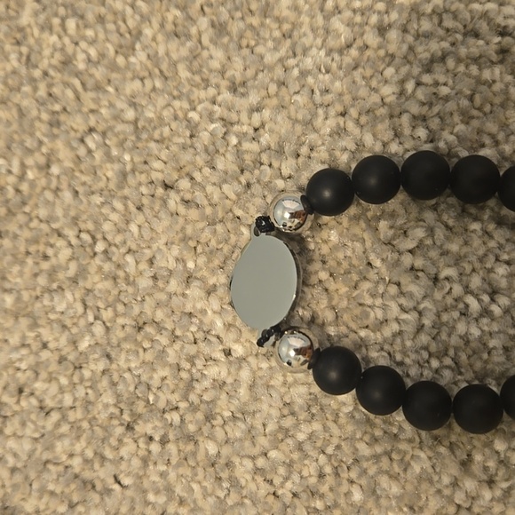 Black Beaded Bracelet with Crescent Moon Charm - Picture 5 of 5